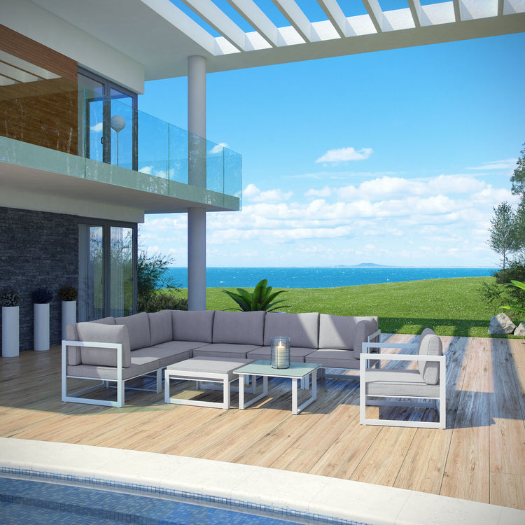 Fortuna 9 Piece Outdoor Patio Sectional Sofa Set - Default Title