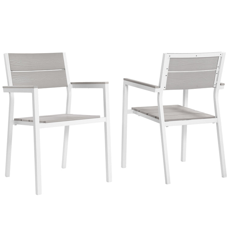 Maine Outdoor Patio Dining Armchair Set of 2 - White Light Gray