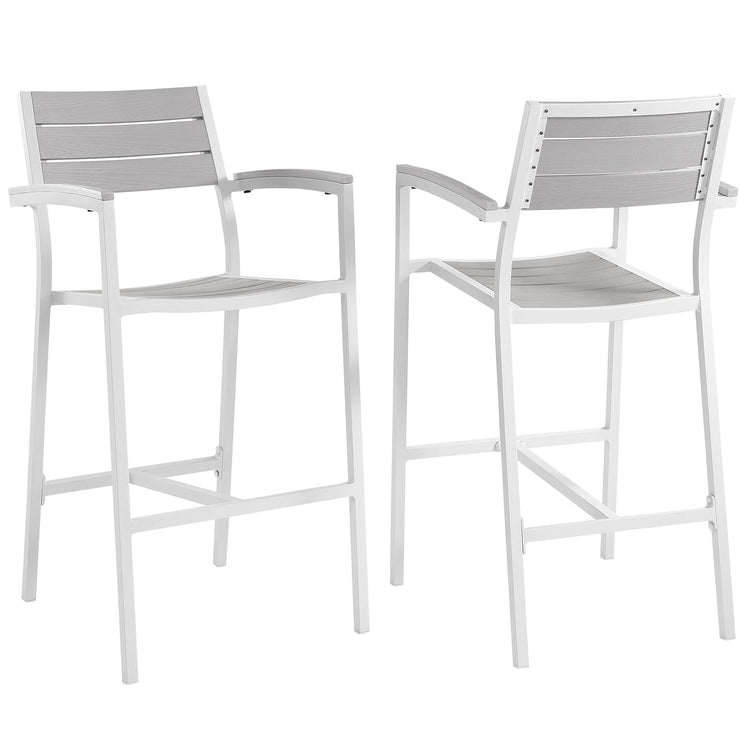 Maine Outdoor Patio Bar Stool Set of 2 - White Light Gray