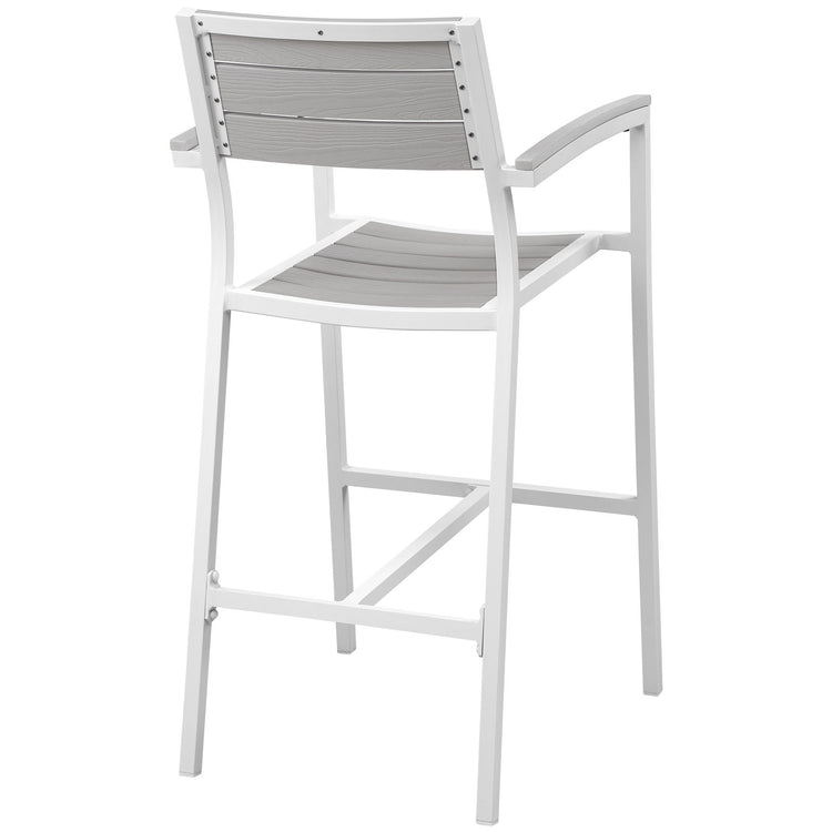 Maine Outdoor Patio Bar Stool Set of 2 - White Light Gray