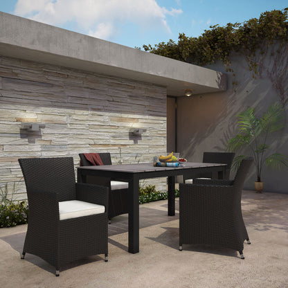 Junction 5 Piece Outdoor Patio Dining Set - Brown White