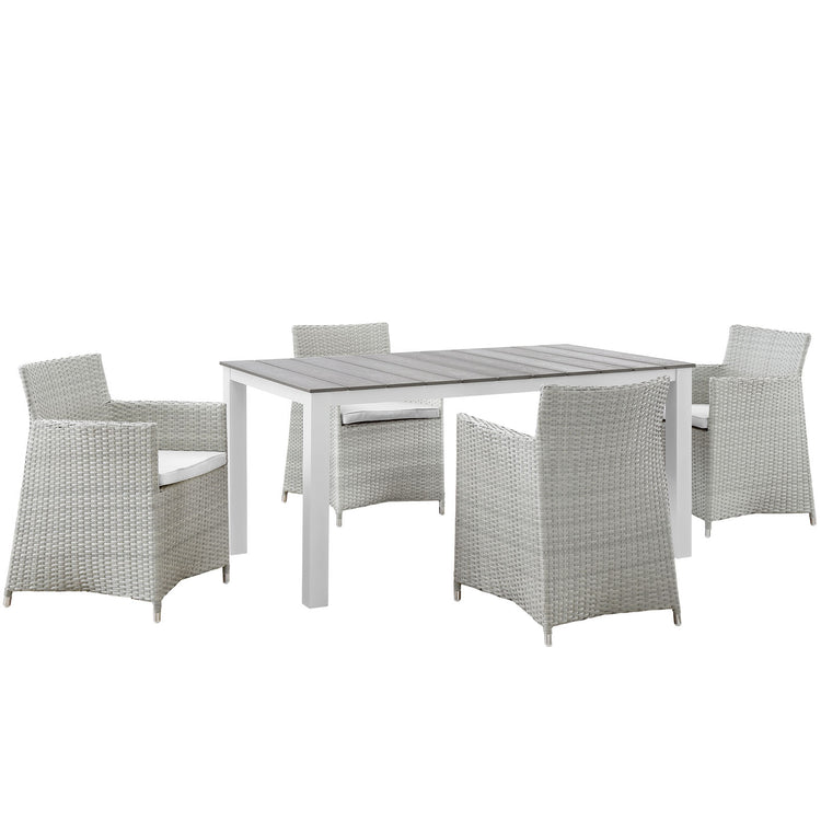Junction 5 Piece Outdoor Patio Dining Set - Gray White