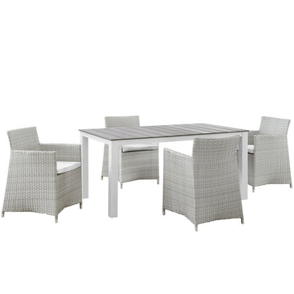 Junction 5 Piece Outdoor Patio Dining Set - Gray White