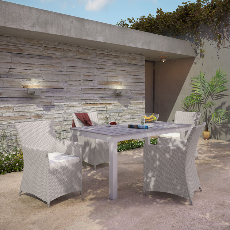 Junction 5 Piece Outdoor Patio Dining Set - Gray White