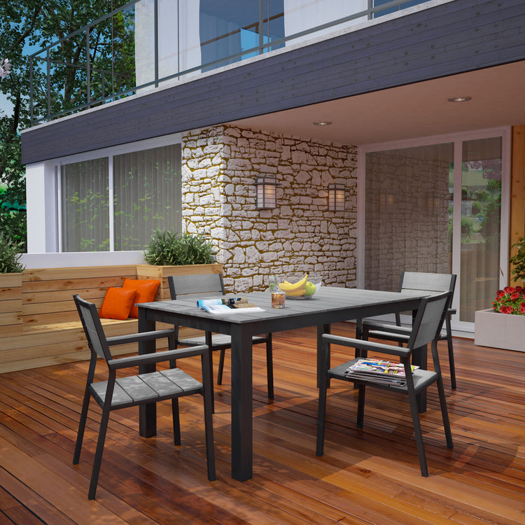 Maine 5 Piece Outdoor Patio Dining Set - Brown Gray