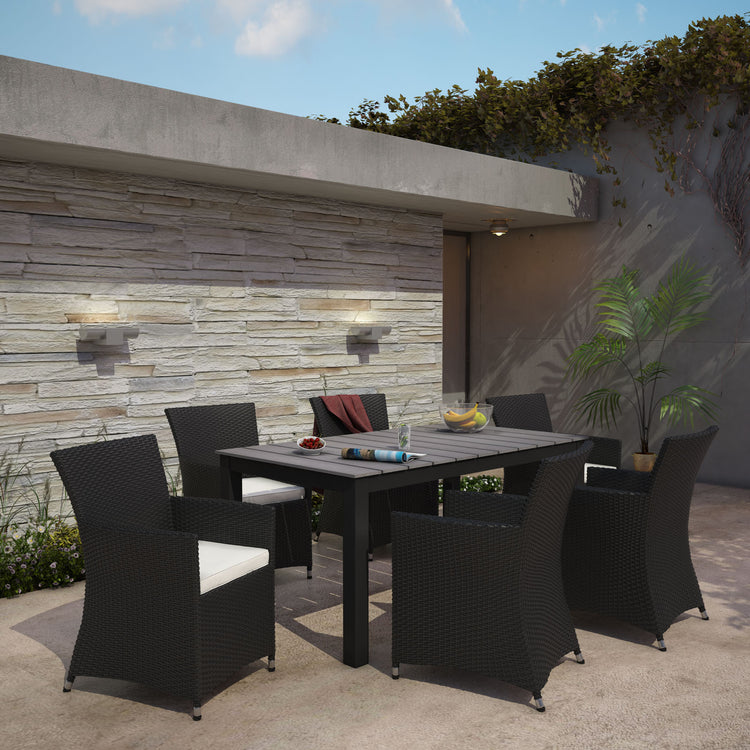 Junction 7 Piece Outdoor Patio Dining Set - Brown White