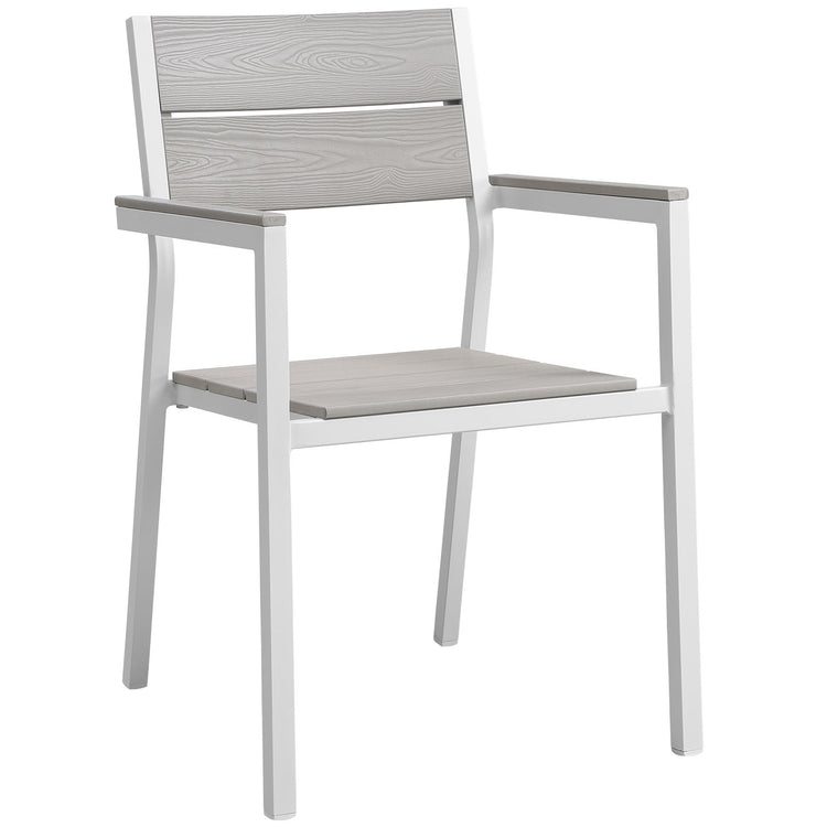Maine 7 Piece Outdoor Patio Dining Set - White Light Gray
