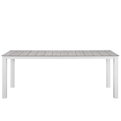 Maine 7 Piece Outdoor Patio Dining Set - White Light Gray