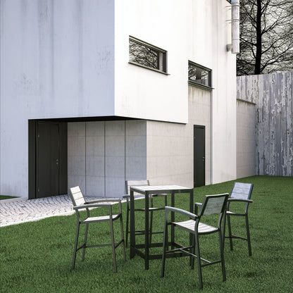 Maine 5 Piece Outdoor Patio Bar Set - Brown Gray