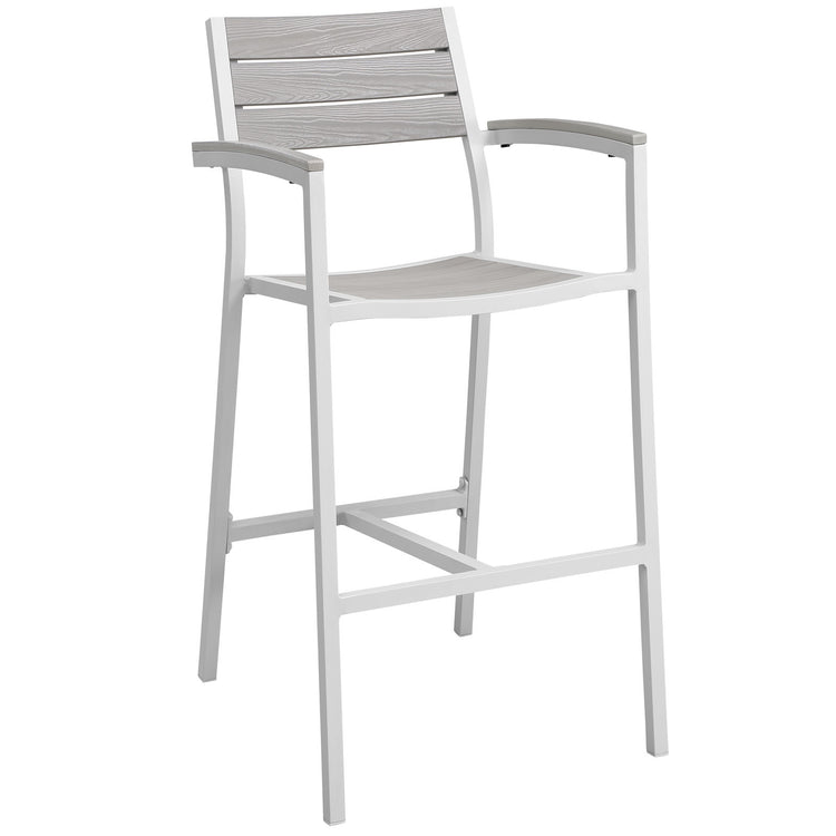 Maine 5 Piece Outdoor Patio Bar Set - White Light Gray