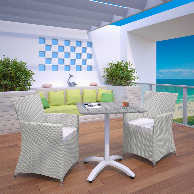 Junction 3 Piece Outdoor Patio Dining Set - Gray White