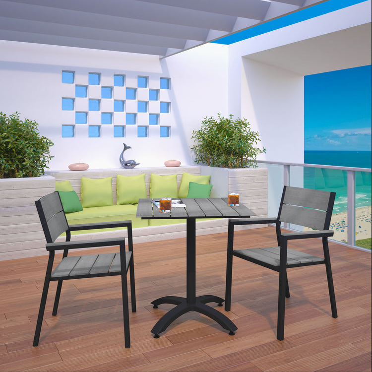 Maine 3 Piece Outdoor Patio Dining Set - Brown Gray
