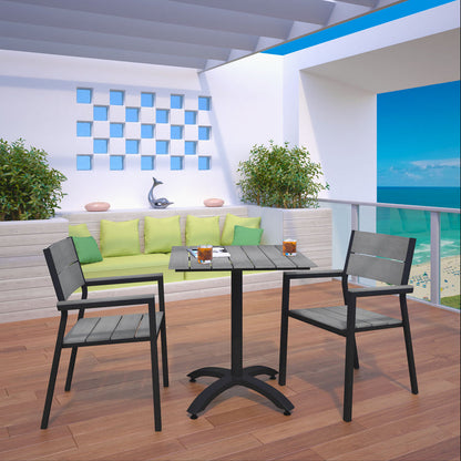 Maine 3 Piece Outdoor Patio Dining Set - Brown Gray