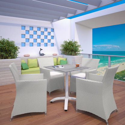 Junction 5 Piece Outdoor Patio Dining Set - Gray White