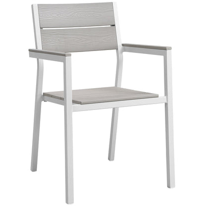 Maine 5 Piece Outdoor Patio Dining Set - White Light Gray