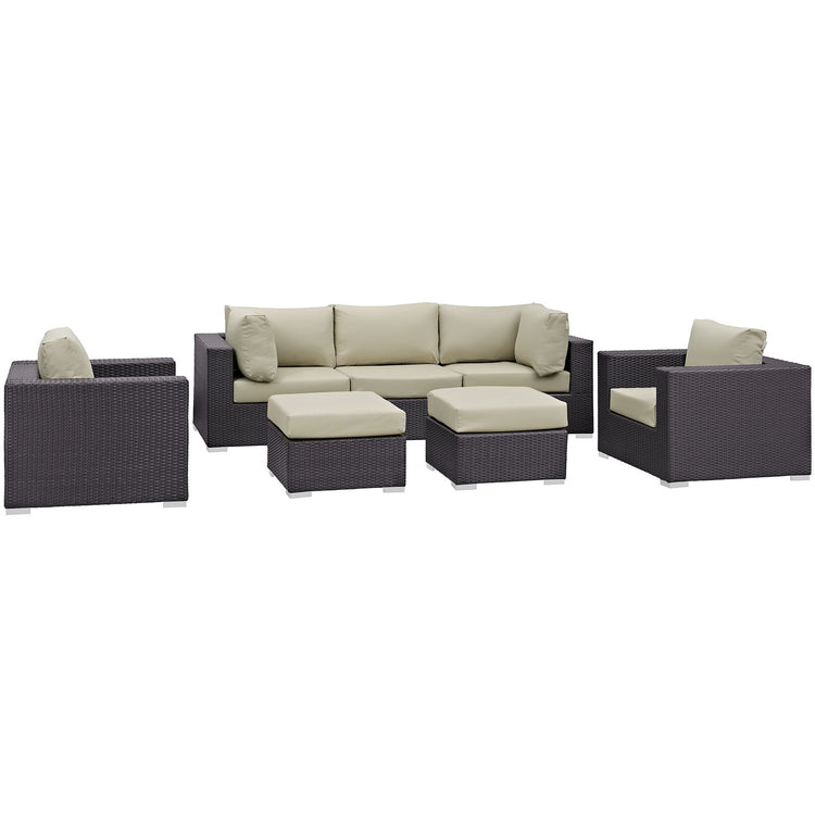 Gather 7 Piece Outdoor Patio Sectional Set - Espresso Beige