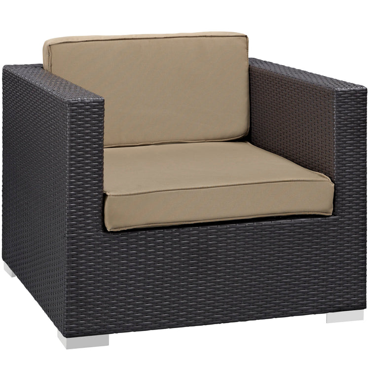 Convene 5 Piece Outdoor Patio Sectional Set - Espresso Mocha