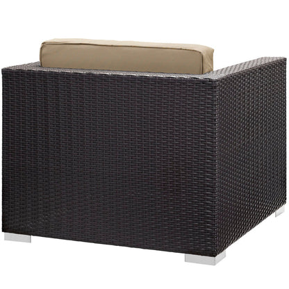 Convene 5 Piece Outdoor Patio Sectional Set - Espresso Mocha