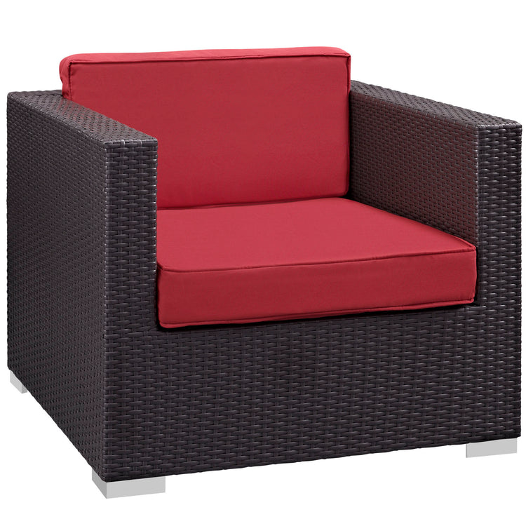 Convene 5 Piece Outdoor Patio Sectional Set - Espresso Red