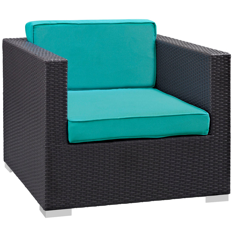 Convene 5 Piece Outdoor Patio Sectional Set - Espresso Turquoise