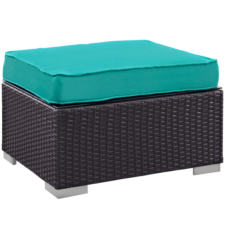 Convene 5 Piece Outdoor Patio Sectional Set - Espresso Turquoise