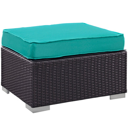 Convene 5 Piece Outdoor Patio Sectional Set - Espresso Turquoise
