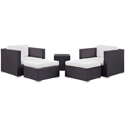 Convene 5 Piece Outdoor Patio Sectional Set - Espresso White