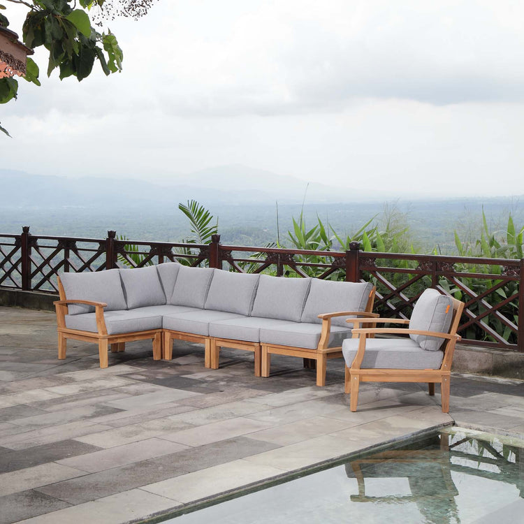 Marina 6 Piece Outdoor Patio Teak Set - Natural Gray