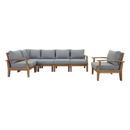 Marina 6 Piece Outdoor Patio Teak Set - Natural Gray