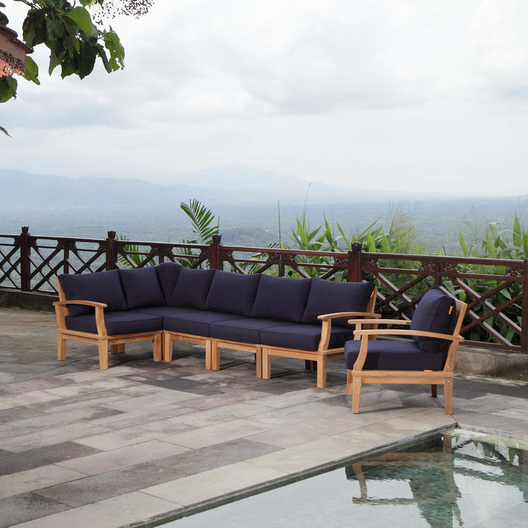 Marina 6 Piece Outdoor Patio Teak Set - Natural Navy