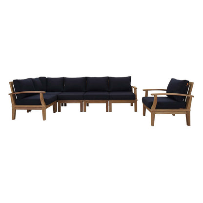 Marina 6 Piece Outdoor Patio Teak Set - Natural Navy