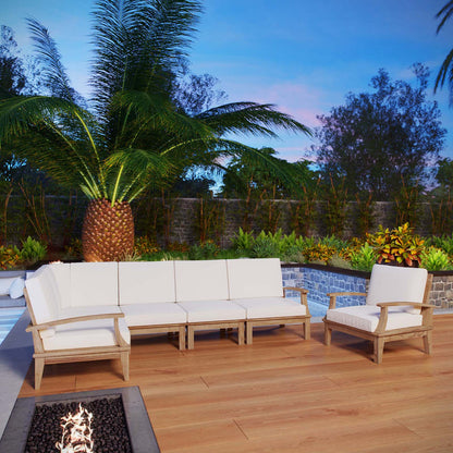 Marina 6 Piece Outdoor Patio Teak Set - Natural White