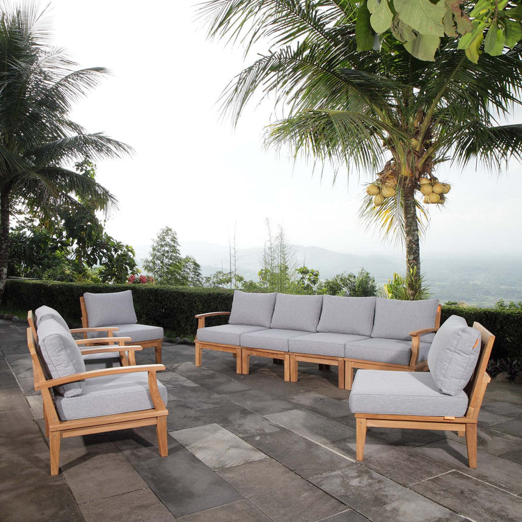 Marina 8 Piece Outdoor Patio Teak Set - Natural Gray