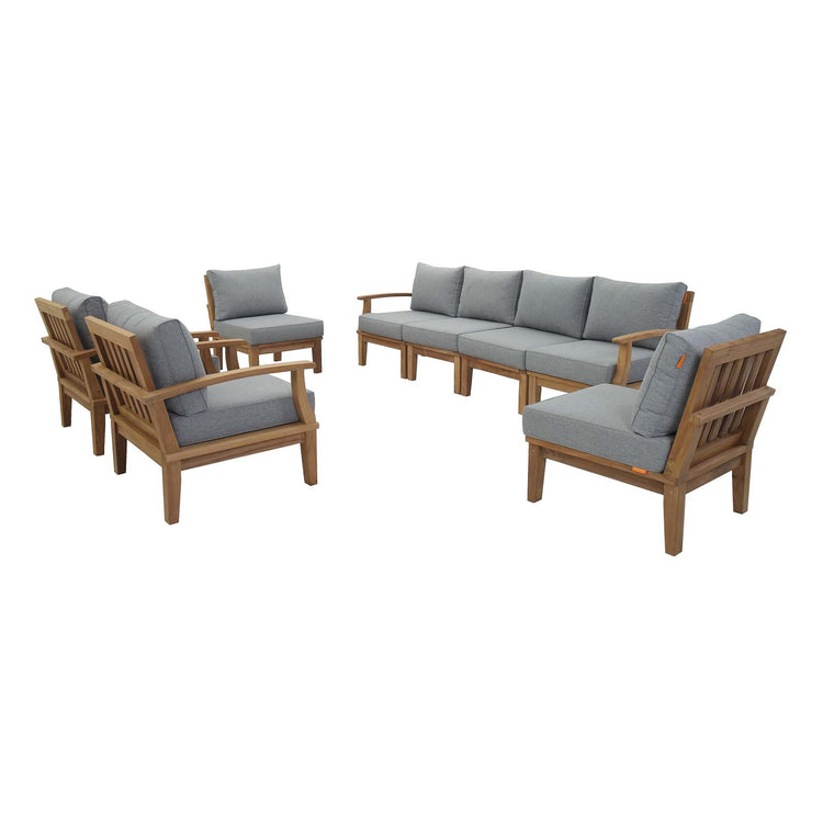 Marina 8 Piece Outdoor Patio Teak Set - Natural Gray