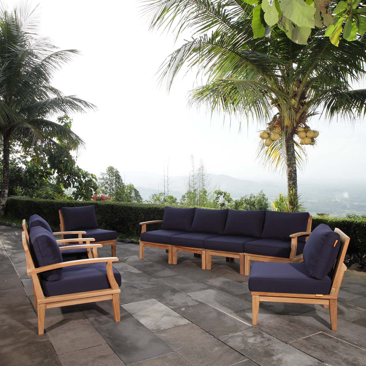 Marina 8 Piece Outdoor Patio Teak Set - Natural Navy
