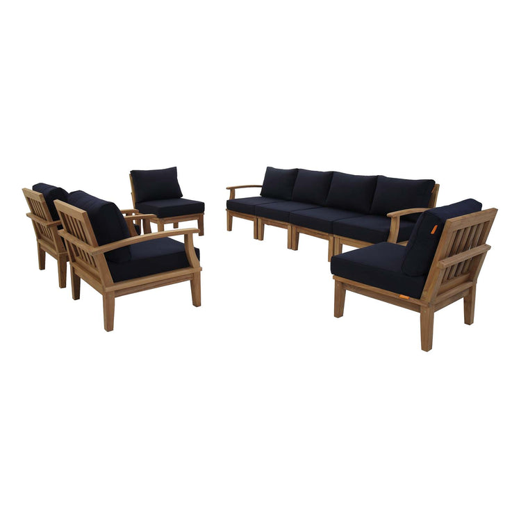 Marina 8 Piece Outdoor Patio Teak Set - Natural Navy