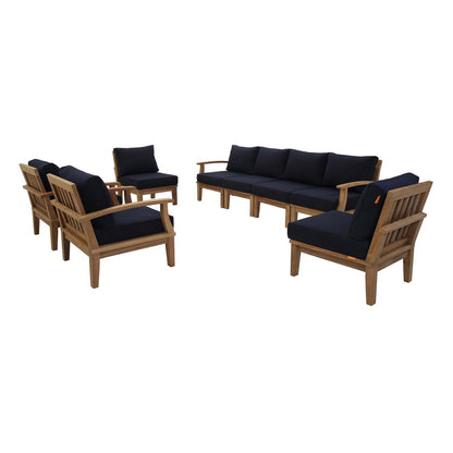 Marina 8 Piece Outdoor Patio Teak Set - Natural Navy