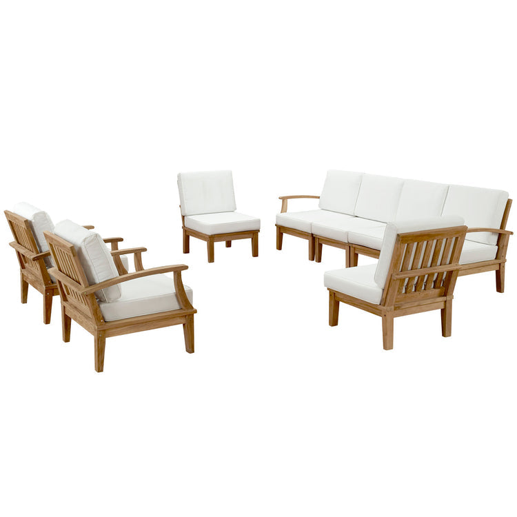 Marina 8 Piece Outdoor Patio Teak Set - Natural White