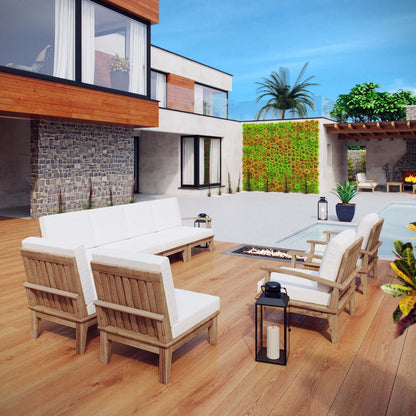 Marina 8 Piece Outdoor Patio Teak Set - Natural White