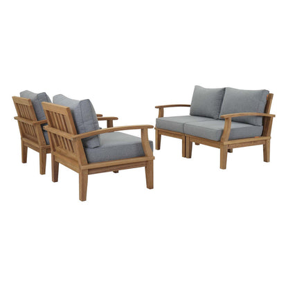 Marina 4 Piece Outdoor Patio Teak Set - Natural Gray