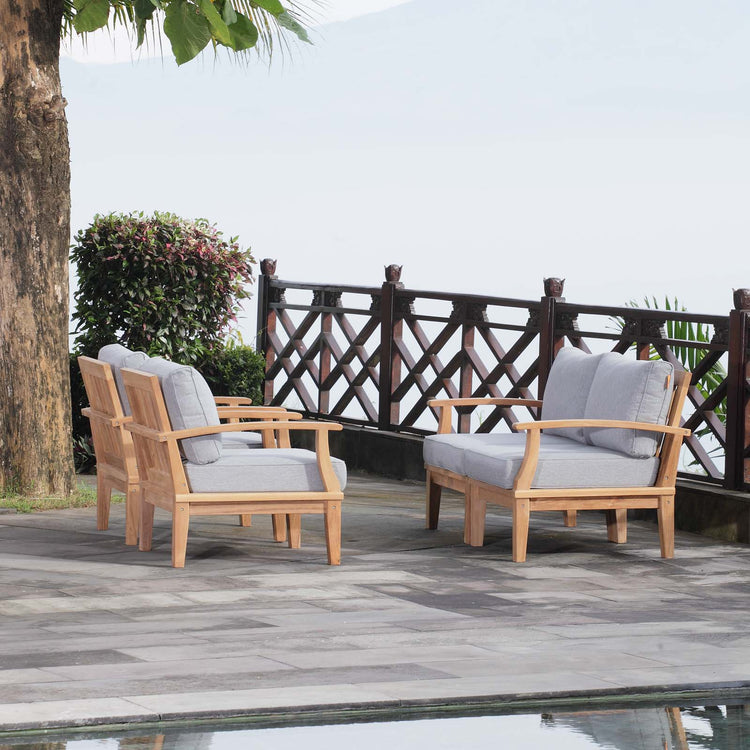 Marina 4 Piece Outdoor Patio Teak Set - Natural Gray
