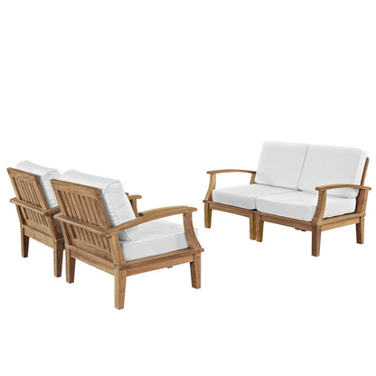 Marina 4 Piece Outdoor Patio Teak Set - Natural White