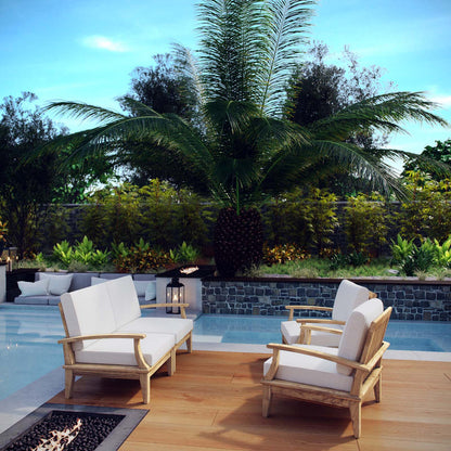 Marina 4 Piece Outdoor Patio Teak Set - Natural White
