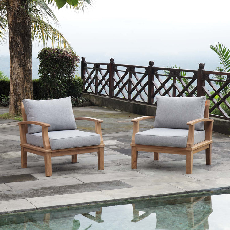 Marina 2 Piece Outdoor Patio Teak Set - Natural Gray