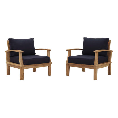 Marina 2 Piece Outdoor Patio Teak Set - Natural Navy