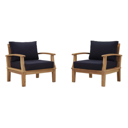 Marina 2 Piece Outdoor Patio Teak Set - Natural Navy