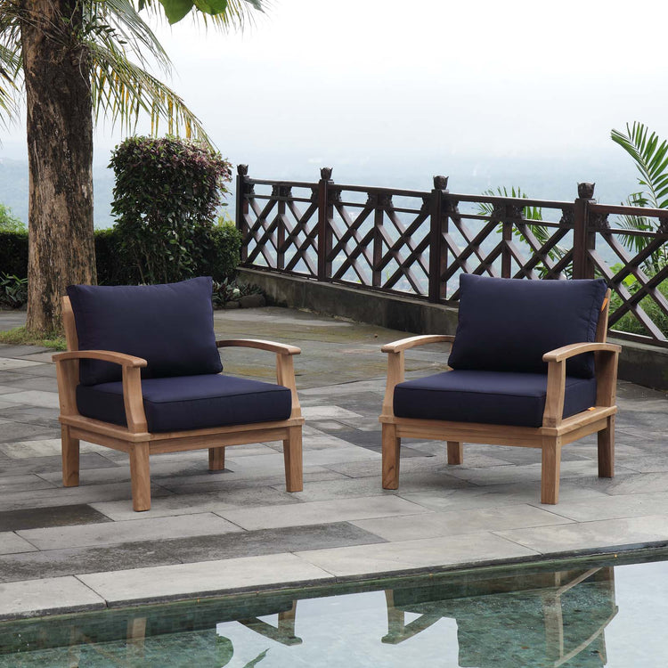 Marina 2 Piece Outdoor Patio Teak Set - Natural Navy