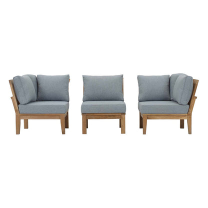 Marina 3 Piece Outdoor Patio Teak Set - Natural Gray