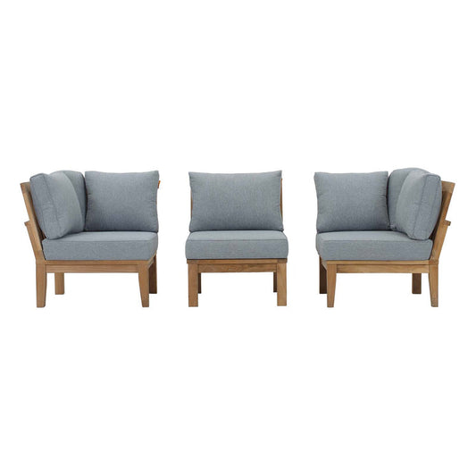 Marina 3 Piece Outdoor Patio Teak Set - Natural Gray