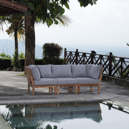 Marina 3 Piece Outdoor Patio Teak Set - Natural Gray